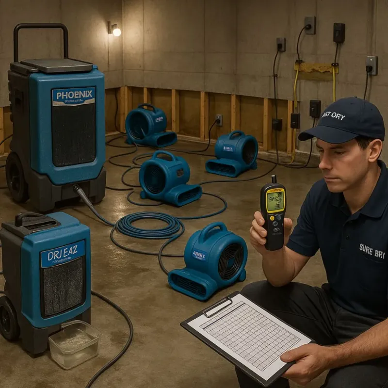 Structural Drying and Dehumidification process in Marin County, CA